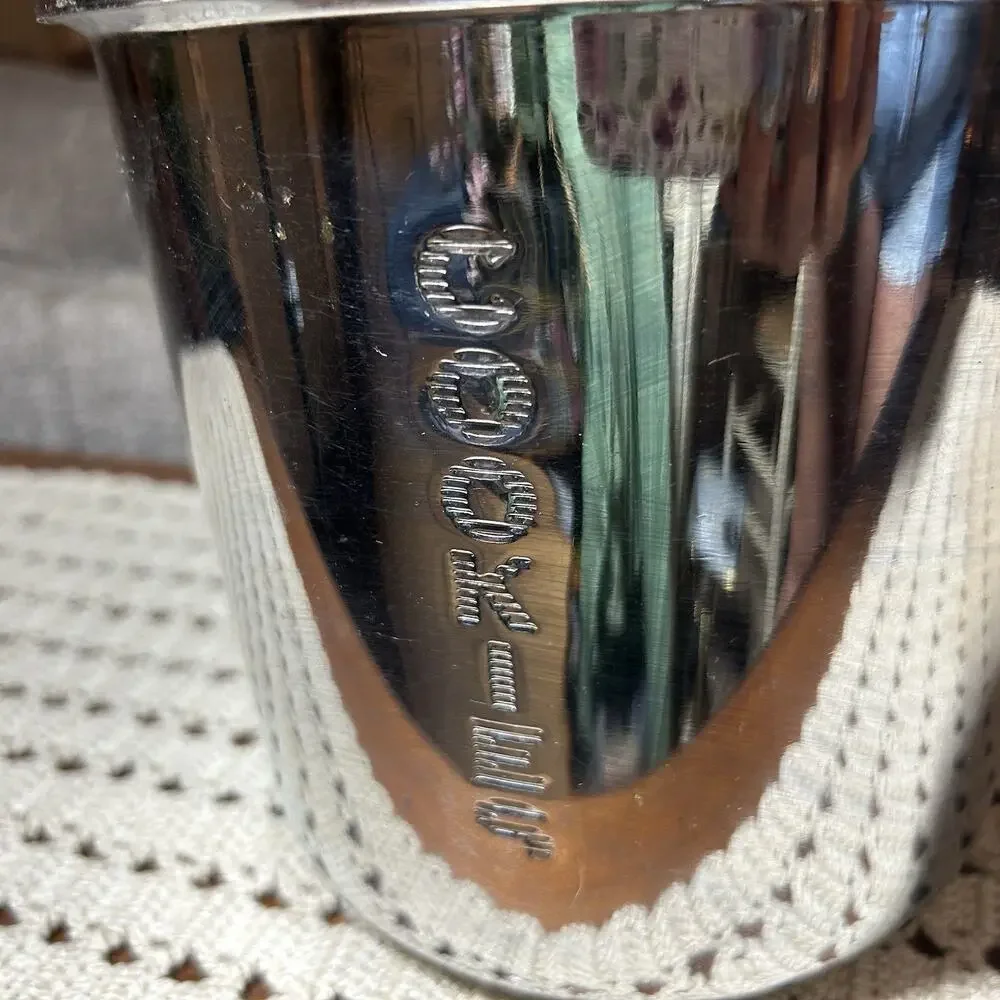 Vtg 50s EVEREDY Stainless Chrome COOKIE JAR Canister 9” Pink Glass Ball Knob